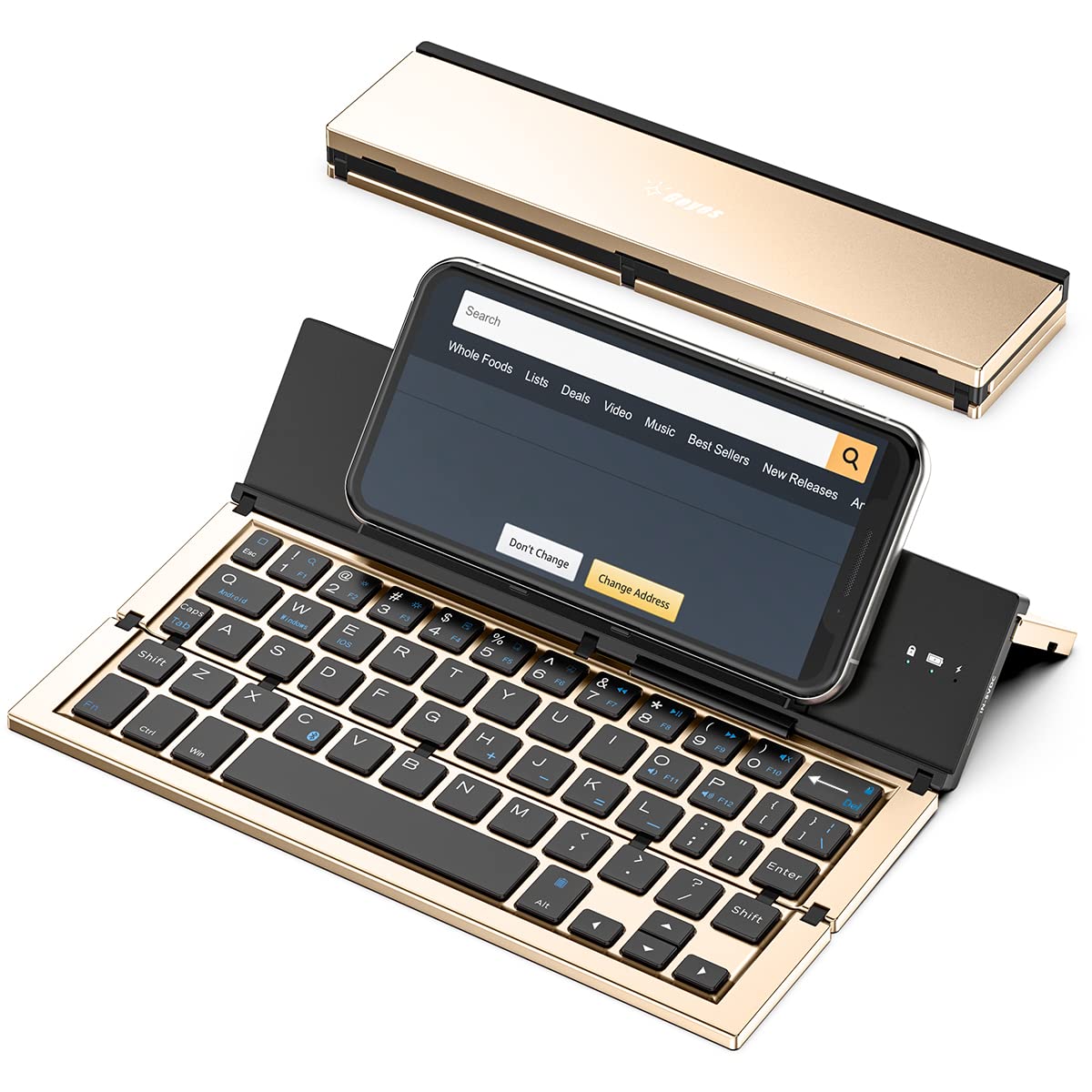 Compact Pocket-Size Keyboard with Bluetooth Connectivity for All Mobile Devices Wireless Aluminum Keyboard for iPad and iPhone