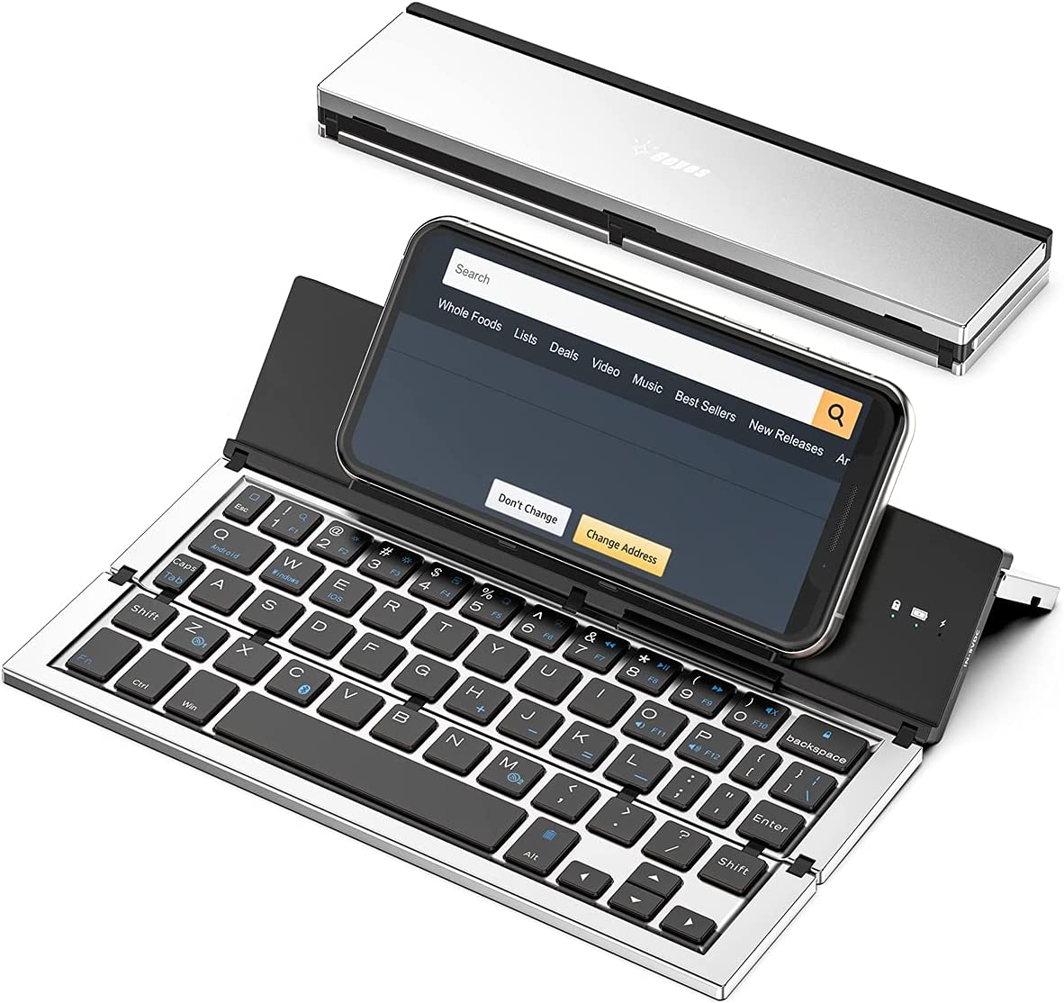 Compact Pocket-Size Keyboard with Bluetooth Connectivity for All Mobile Devices Wireless Aluminum Keyboard for iPad and iPhone