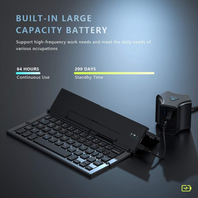 Compact Pocket-Size Keyboard with Bluetooth Connectivity for All Mobile Devices Wireless Aluminum Keyboard for iPad and iPhone