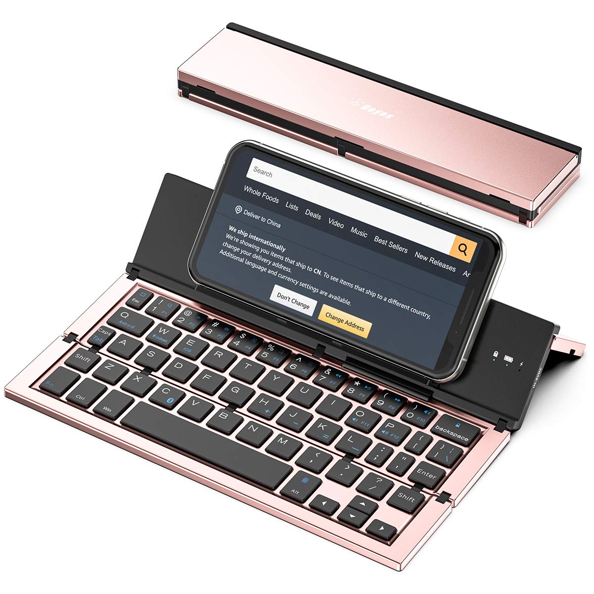 Compact Pocket-Size Keyboard with Bluetooth Connectivity for All Mobile Devices Wireless Aluminum Keyboard for iPad and iPhone